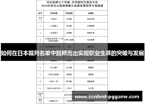 如何在日本裁判名单中脱颖而出实现职业生涯的突破与发展